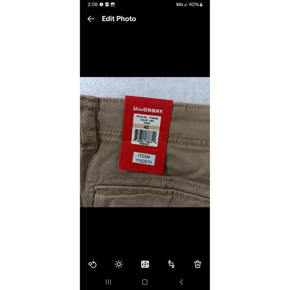 Union Bay Flex Waist Cargo Shorts Men's Size 42 Tan * - Picture 5 of 11